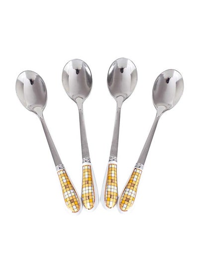 Buy 4-Piece Coffee And Tea Spoon With Handle Silver 13.2x2.3x1cm in Saudi Arabia