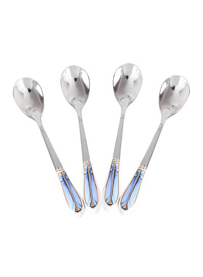 Buy 4-Piece Coffee And Tea Spoon With Handle Silver 13.2x2.3x1cm in UAE