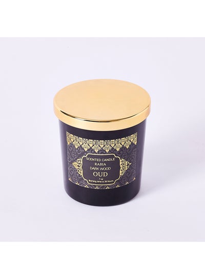 Buy Rabia Dark Wood Oud Scented Candle Black 198.4grams in Saudi Arabia