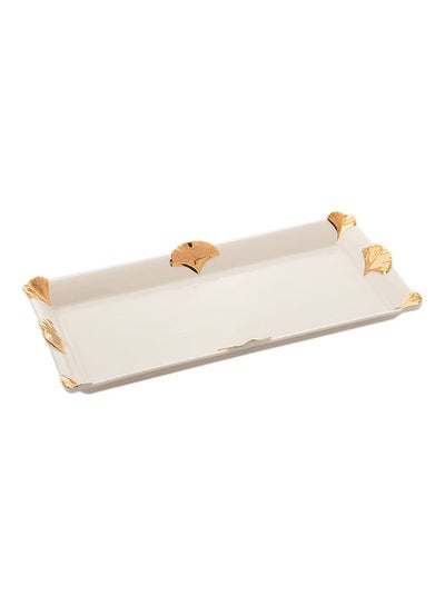 Buy Serving Plate White/Gold 26x13x2cm in Saudi Arabia