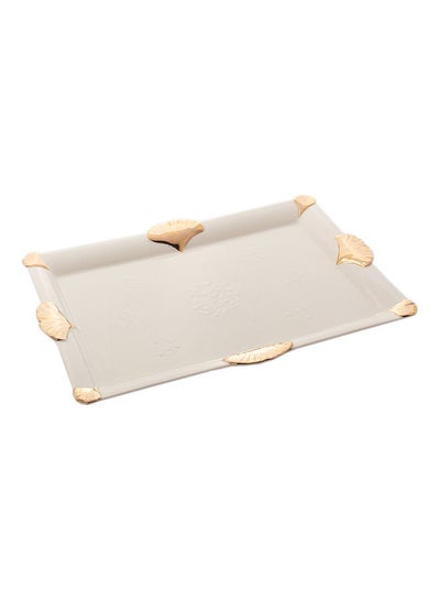 Buy Serving Plate White/Gold 33x23x2cm in Saudi Arabia