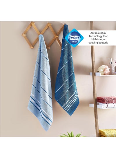 Buy 2-Piece Bath Towel Set Blue 65  X  135cm in Saudi Arabia