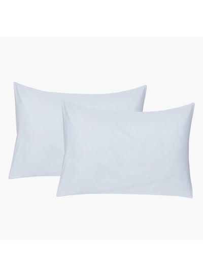 Buy 2-Piece Essential Pillow Cover Set Cotton White 50x75cm in UAE