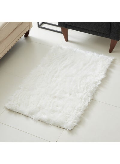 Buy Rectangular Polyester Bath Rug White 70 x 110centimeter in Saudi Arabia