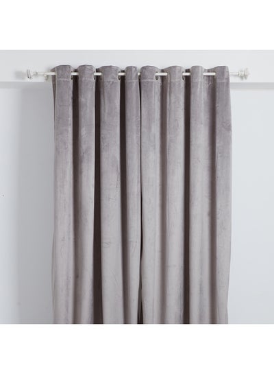 Buy 2-Piece Dove Blackout Washable Curtain With Eyelets Grey 135 x 300cm in UAE