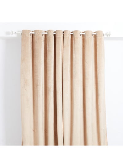 Buy 2-Piece Dove Blackout Washable Curtain With Eyelets Beige 135 x 300cm in UAE