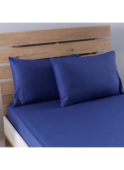 Buy 2-Piece Essential Pillow Cover Set cotton Blue 75x50cm in UAE