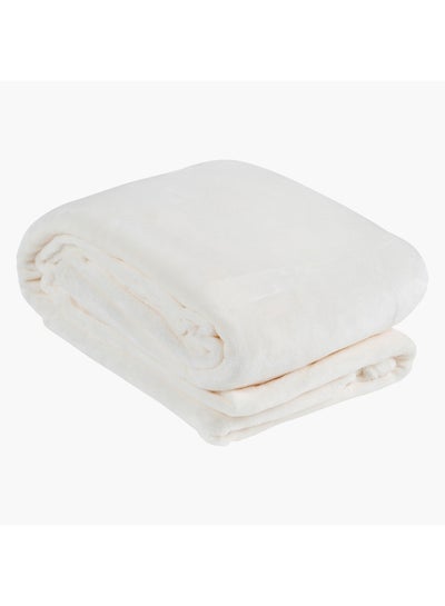 Buy Lavish Mirco Flannel Bed Blanket Polyester White 220 x 150cm in UAE