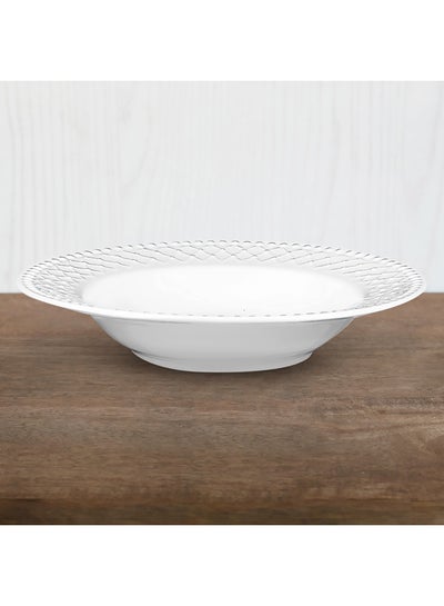 Buy Bella Embossed Porcelain Soup Plate White 21cm in UAE