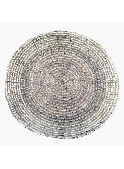 Buy Blaze Beaded Placemat Silver/Grey 30cm in UAE