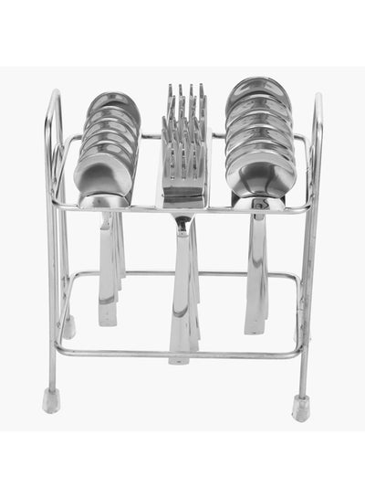 Buy 18-Piece Siena Cutlery Set With Stand Silver 26x15.5cm in Saudi Arabia