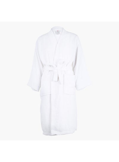 Buy Nexus Kimono Soft Bathrobe With Belt White Medium in Saudi Arabia