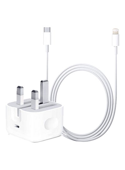 Buy USB-C Power Adapter With Type-C To Lightning Cable 20W White in UAE