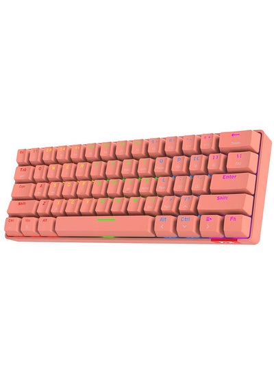 اشتري DaiDai STK61 Mechanical Wireless Mini Portable Gaming Keyboard For PC Desktop Pink في السعودية