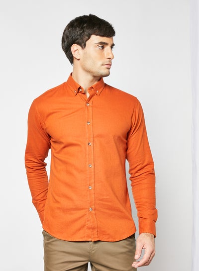 Buy Mandarin Collar Shirt Orange in Saudi Arabia