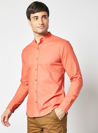 Buy Mandarin Collar Shirt Red in Saudi Arabia