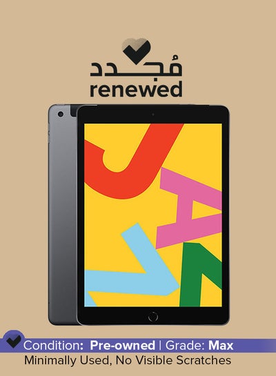 Buy Renewed - iPad-2020 (7th Generation) 10.2inch, 32GB, Wi-Fi, 4G LTE, Space Gray With FaceTime - International Specs in UAE