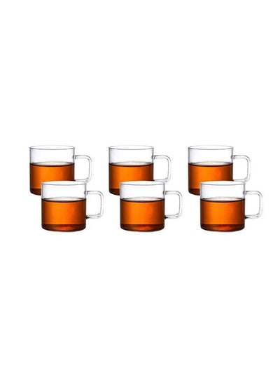 Buy 6-Piece Borosilicate Glass Mug Set Clear 100ml in UAE