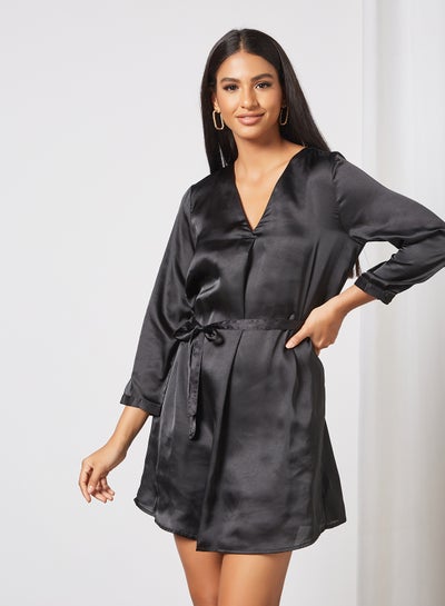 Buy Satin Mini Dress Black in Saudi Arabia