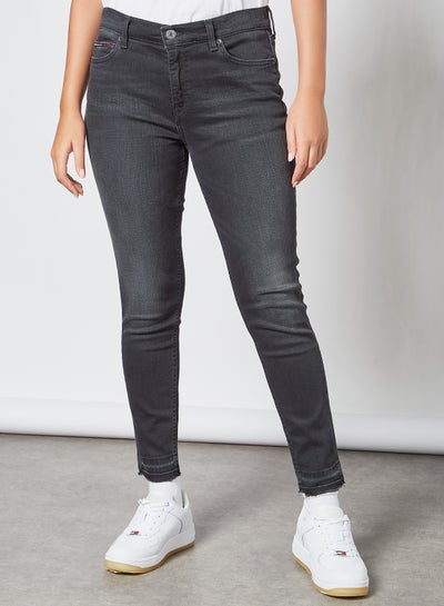 Buy Mid Rise Ankle Grazer Skinny Jeans Black in UAE