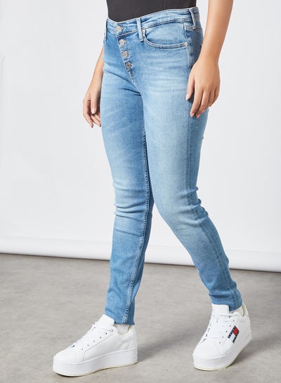 Buy Mid Rise Skinny Faded Jeans Blue in UAE