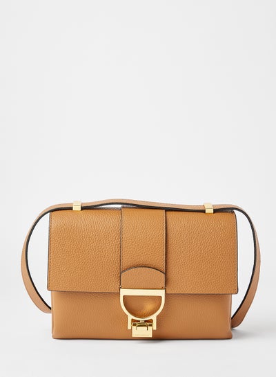 اشتري Flapover Leather Crossbody Bag Brown في الامارات