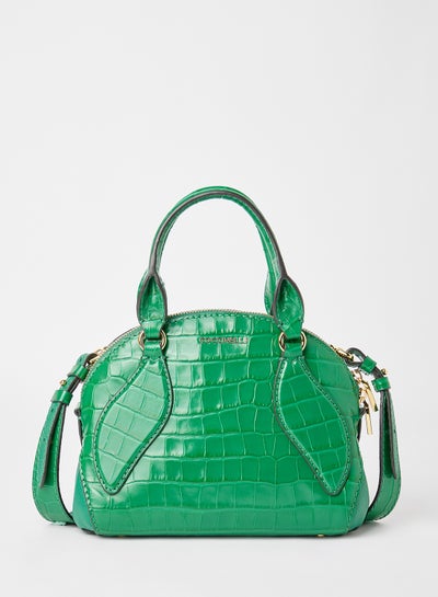 Buy Textured Leather Crossbody Bag Green in Saudi Arabia