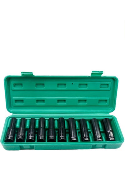 Buy 10-Piece Carbon Steel Hex Impact Socket Set Black 30.50X5.50X11.00cm in Saudi Arabia