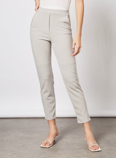 Buy High Waist Trousers Grey in Saudi Arabia