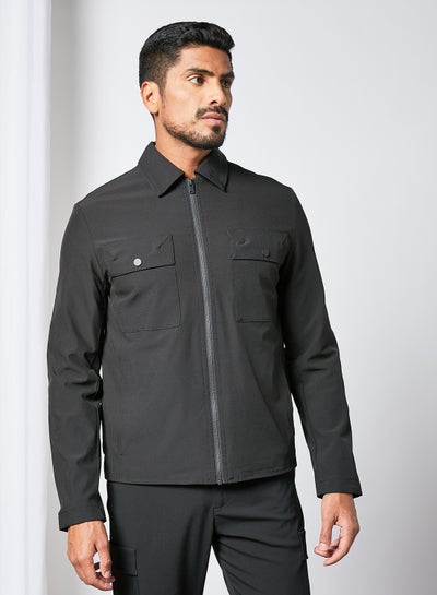 Buy Pocket Zip-Up Jacket Black in UAE