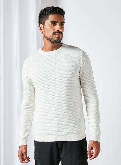 Buy Knit Crew Neck Sweater White in Saudi Arabia