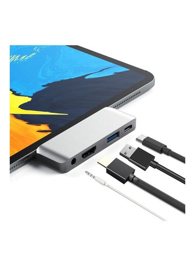 Buy 4 IN 1 USB-C Hub Adapter To 4K HDMI 3.5MM Audio Grey in Saudi Arabia