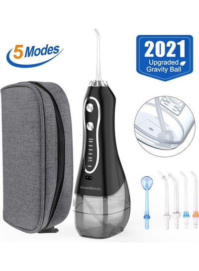 Buy Oral Hygiene Irrigator Cordless Floss Water Jet Dental Black 300ml in Saudi Arabia