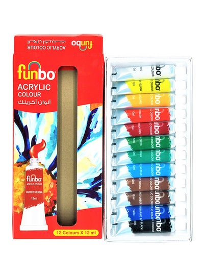 Buy 12-Piece Acrylic Colour Set Multicolour in UAE