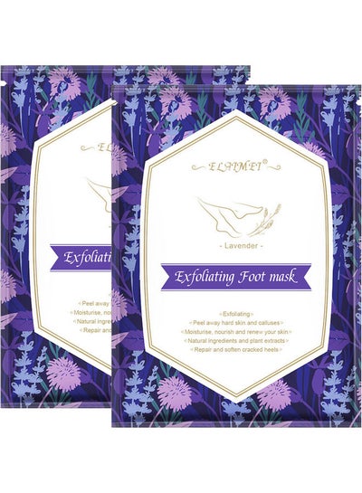 Buy 2-Pair Lavender Exfoliating-Peeling Foot Mask Clear 110grams in UAE