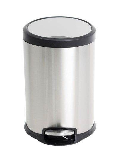 Buy Stainless Steel Round Soft Close Pedal Dustbin With Lid And Bucket Silver 5Liters in UAE