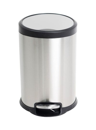 Buy Stainless Steel Round Soft Close Pedal Dustbin With Lid And Bucket Silver 20L in UAE