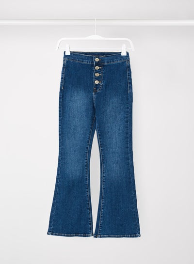 Buy Teen High-Waist Flared Jeans Light Blue in UAE