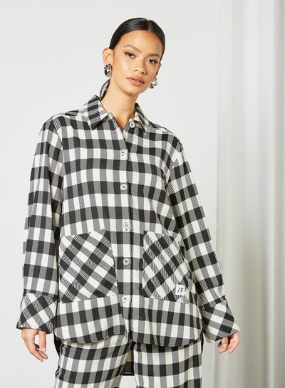 Buy Gingham Print Overshirt Black/White in UAE