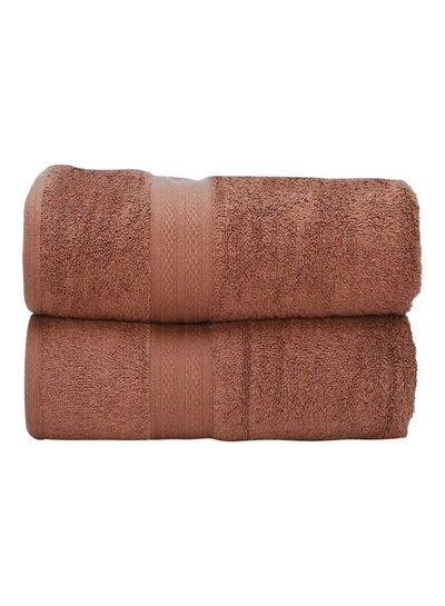 Buy 100% Cotton Premium 550 GSM Highly Absorbent, Quick Dry And Soft Feel Bathroom Towels Quality Ring  Spun Cotton Luxury Towels Set Brown 73x147cm in UAE