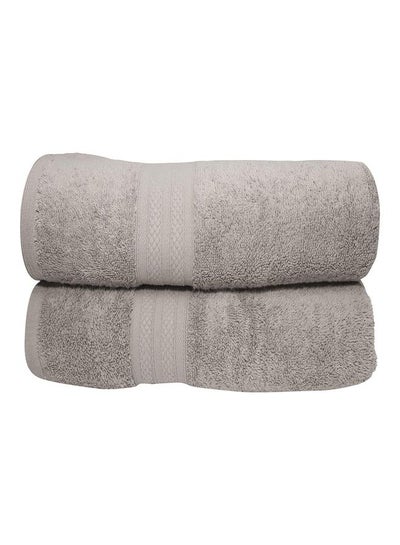 Buy 100% Cotton Premium 550 GSM Highly Absorbent, Quick Dry And Soft Feel Bathroom Towels Quality Ring  Spun Cotton Luxury Towels Set Grey 73x147cm in UAE