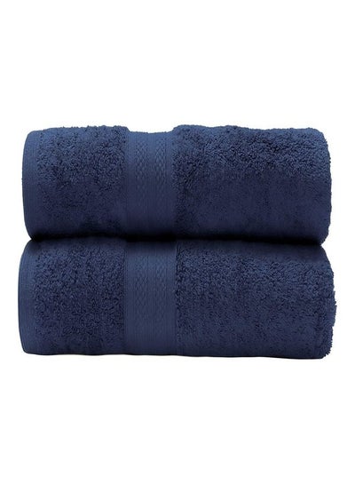 Buy 100% Cotton Premium 550 GSM Highly Absorbent, Quick Dry And Soft Feel Bathroom Towels Quality Ring  Spun Cotton Luxury Towels Set Navy Blue 73x147cm in UAE