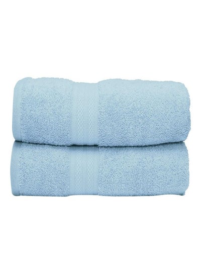 Buy 100% Cotton Premium 550 GSM Highly Absorbent, Quick Dry And Soft Feel Bathroom Towels Quality Ring  Spun Cotton Luxury Towels Set Light Blue 73x147cm in UAE