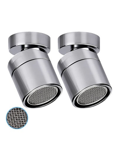 Buy 2-Piece 360-Degree Rotate Swivel Kitchen Sink Tap Aerator Silver 3.7x2.2x2.2cm in Saudi Arabia