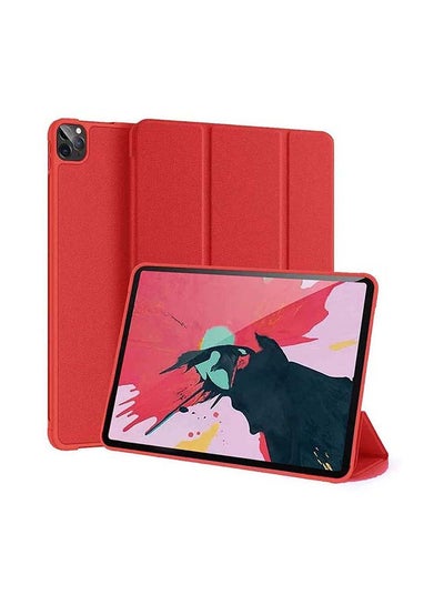 Buy Smart Folio Stand Leather Case Cover for iPad Pro 11 inch (2020) 2nd Generation Red in Saudi Arabia