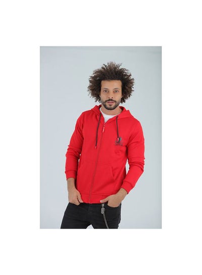 Buy Printed Hooded Neck Hoodie Red in Egypt