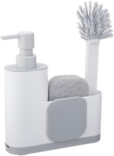 اشتري Plastic Liquid Soap Dispenser With Brush & Sponge رمادي ‎28.8 x 9.7 x 7.6سم في مصر