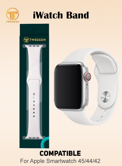 Buy Replacement Silicon Apple Watch Band for 45/44/42mm White in UAE