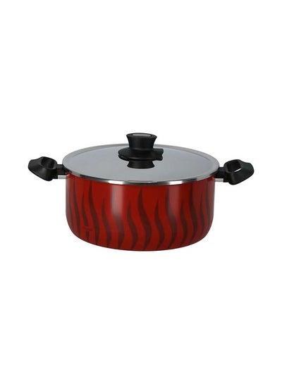 Buy Aluminium Non-Stick G6 Tempo Flame Dutch Oven With SS Lid Red/Black/Silver 28cm in Saudi Arabia