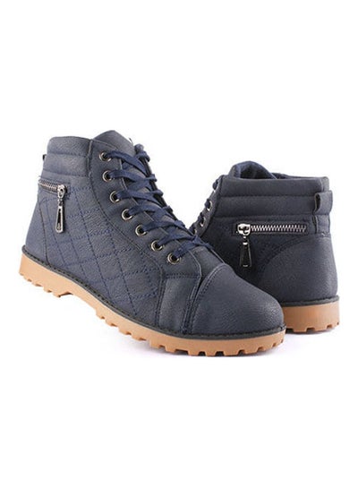 Buy Casual Lace-Up Leather Boot Navy in Egypt